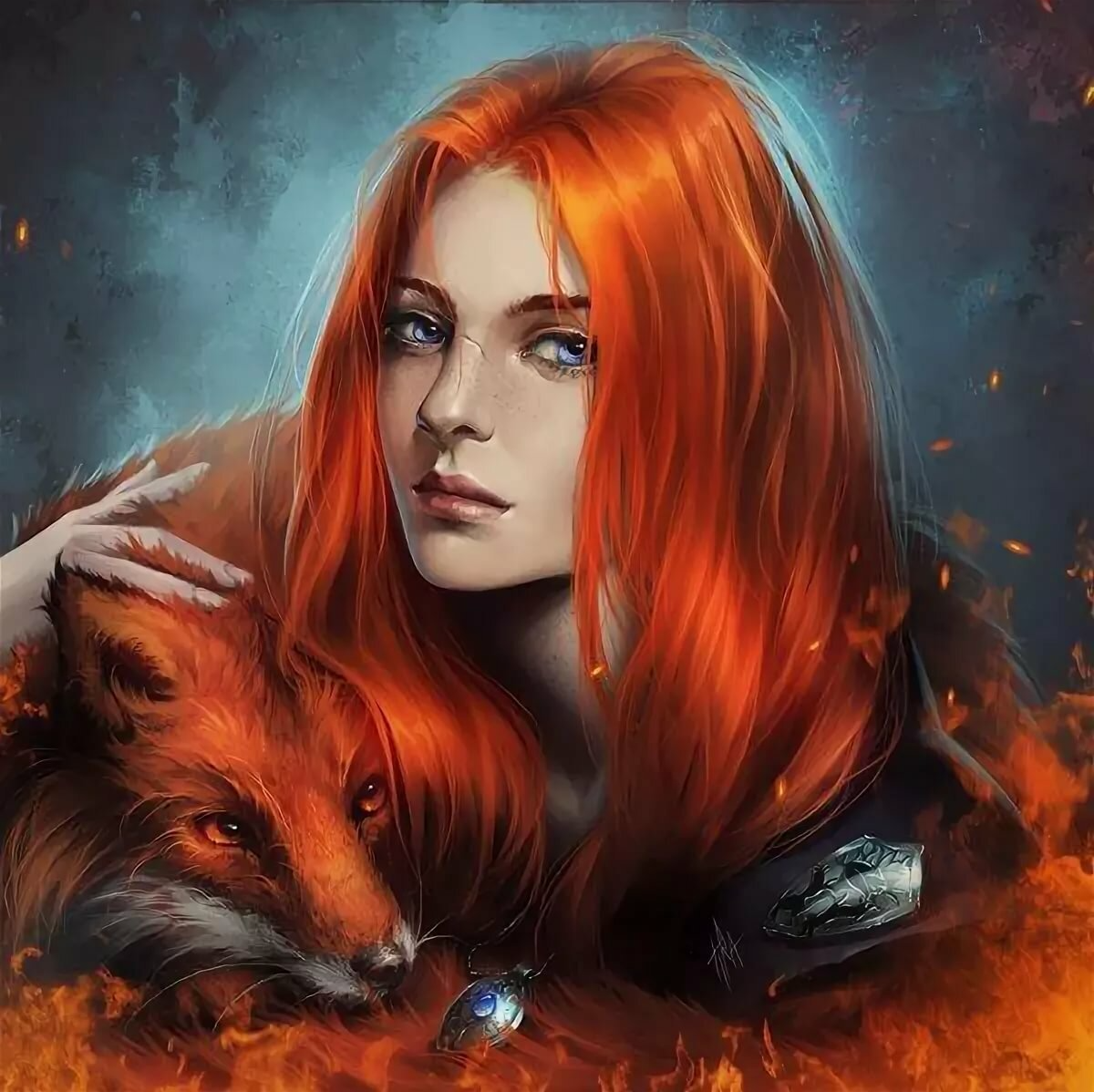 Рыжая fox. Лиса Кицунэ ведьма. Девушка и лиса. Рыжая девушка арт. Рыжая девушка фэнтези.