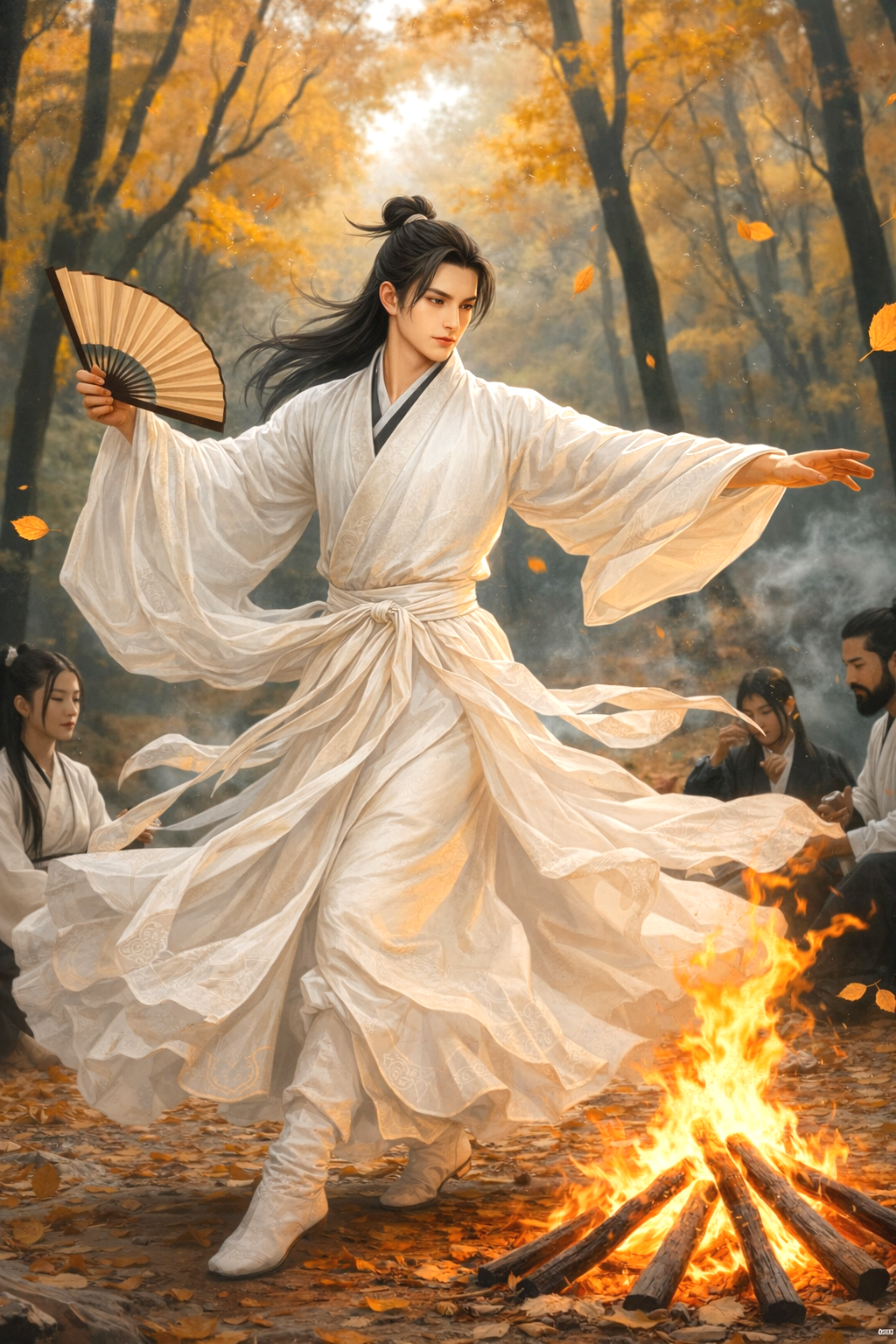 наставник Ли танцует у костра